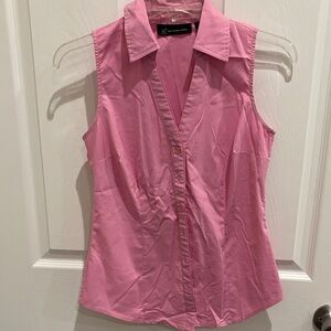 INC International Concepts Pink Button Down Sleeveless Shirt